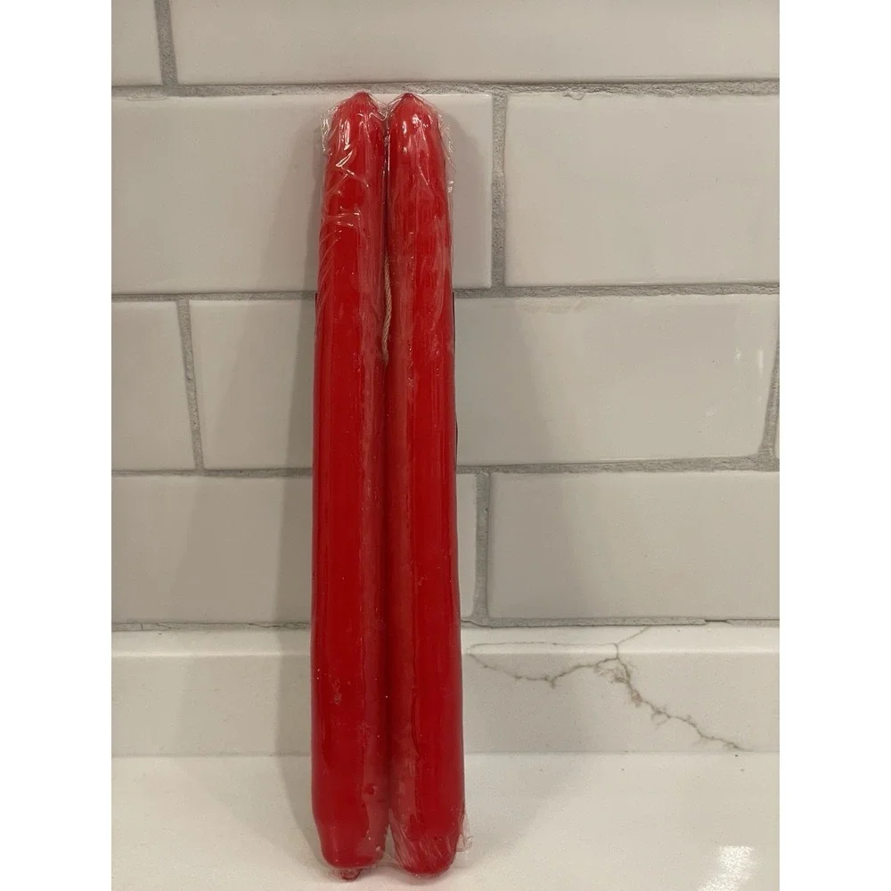Vintage Yankee Candle Christmas Eve Taper‎ Candles 8 in. Pair Scented Red New